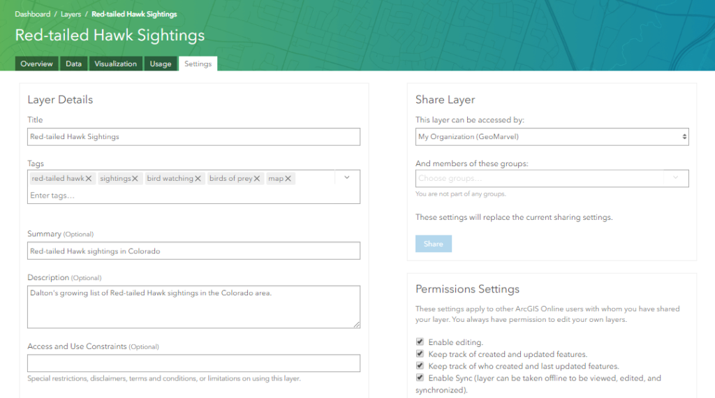 Create ArcGIS Online Feature Layers